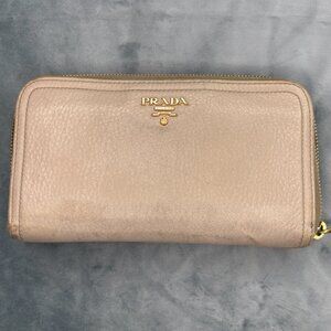 Prada Leather Wallet – Pink Beige